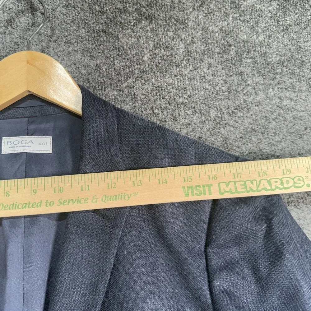 Boga Blazer Men's 40L Blue Silk Linen Blend Double Vented Casual Preppy Romania